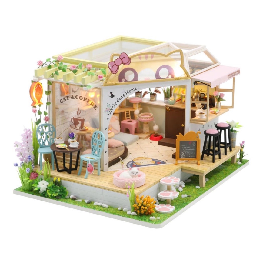 2Kids Toys - Dječja kućica Cat cafe sa baštom 2xAAA