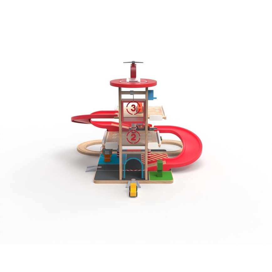 2Kids Toys - Drvena garaža sa železničkom prugom