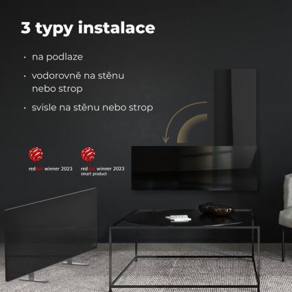 AENO - Pametni električni infrared panel 700W timer/termostat IP44 Wi-fi crno