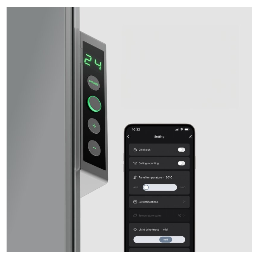 AENO - Pametni električni infrared panel sa LED ekran 700W timer/termostat IP44 Wi-fi sivo