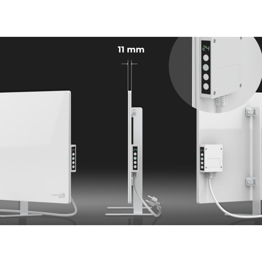 AENO - Pametni električni infrared panel sa LED ekran 700W timer/termostat IP44 Wi-fi bela