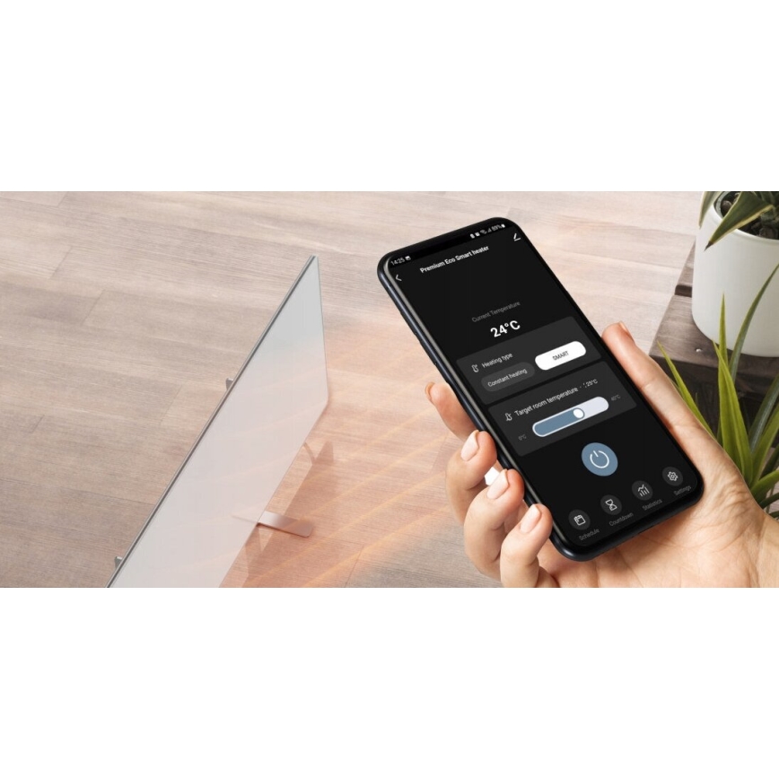 AENO - Pametni električni infrared panel sa LED ekran 700W timer/termostat IP44 Wi-fi bela