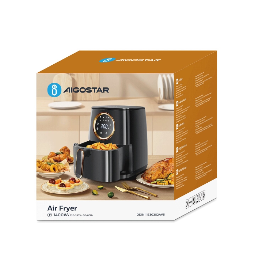 Aigostar - Friteza na vrući vazduh 1400W/230V 4,2l crno