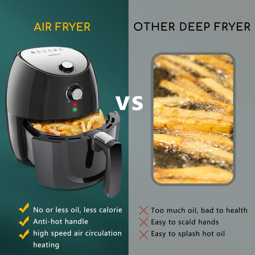 Aigostar - Friteza na vrući vazduh 1500W/230V 3,5l crno