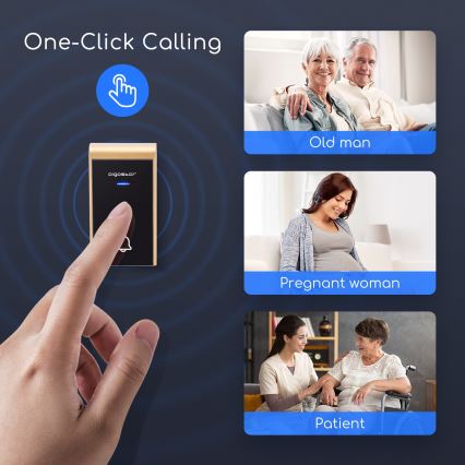 Aigostar - KOMPLET 2x bežična zvona 3xAA/12V IP44 crne boje