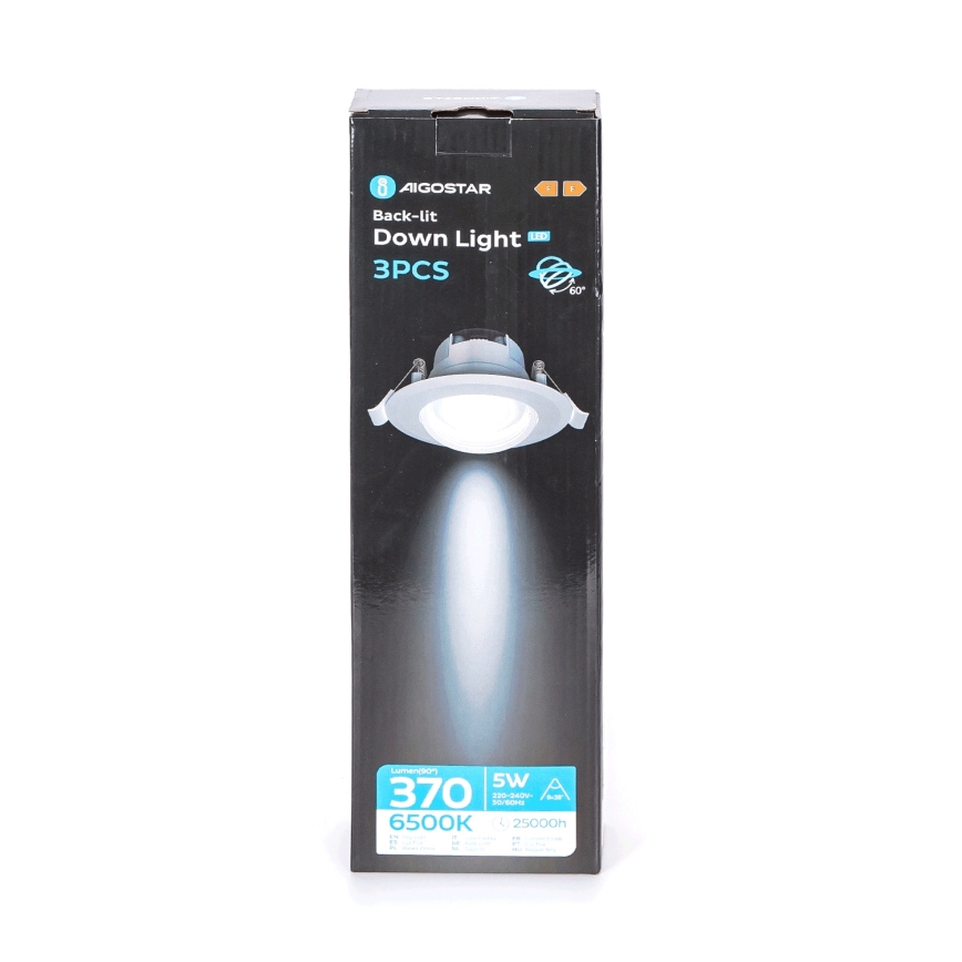 Aigostar - KOMPLET 3x ugradno LED svetlo LED/5W/230V 6500K prečnik 8,5 cm belo