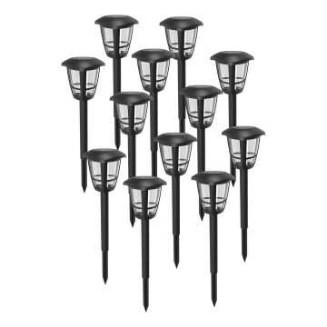 Aigostar - Komplet od 12 solarnih LED lampi LED/0,06W/2V 33,8 cm 6500K 100 mAh IP44 crne