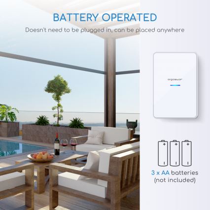 Aigostar - komplet 2x bežična zvona 3xAA/12V IP44 bela