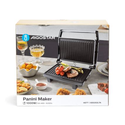 Aigostar - Kontaktni roštilj 1000W/230V crno/krom
