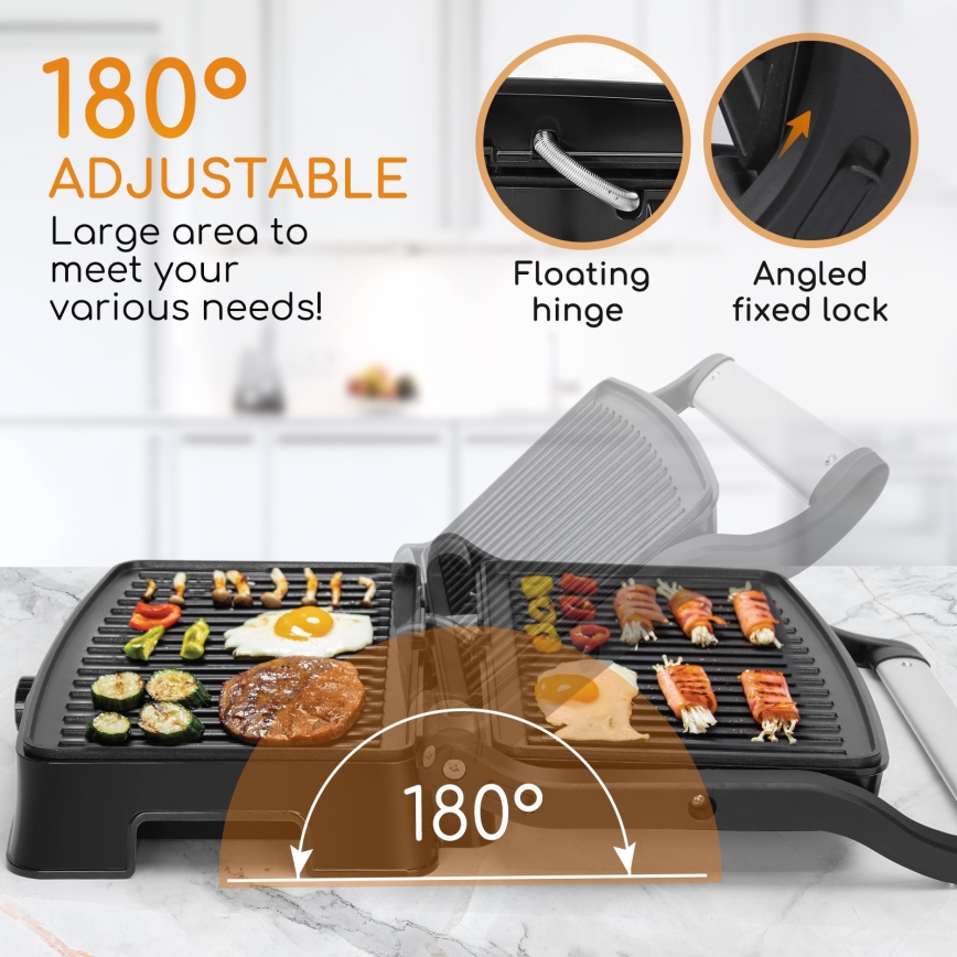 Aigostar - Kontaktni roštilj 1500W/230V krom/crno