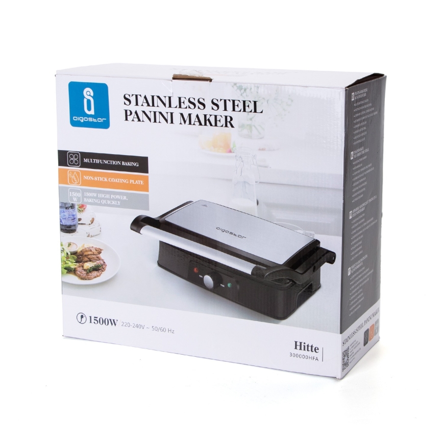 Aigostar - Kontaktni roštilj 1500W/230V krom/crno