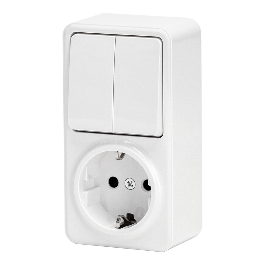 Aigostar - Kućni prekidač 2P sa utičnicom 1x10A/250V