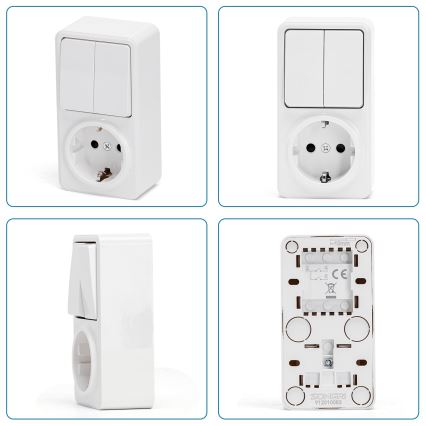Aigostar - Kućni prekidač 2P sa utičnicom 1x10A/250V