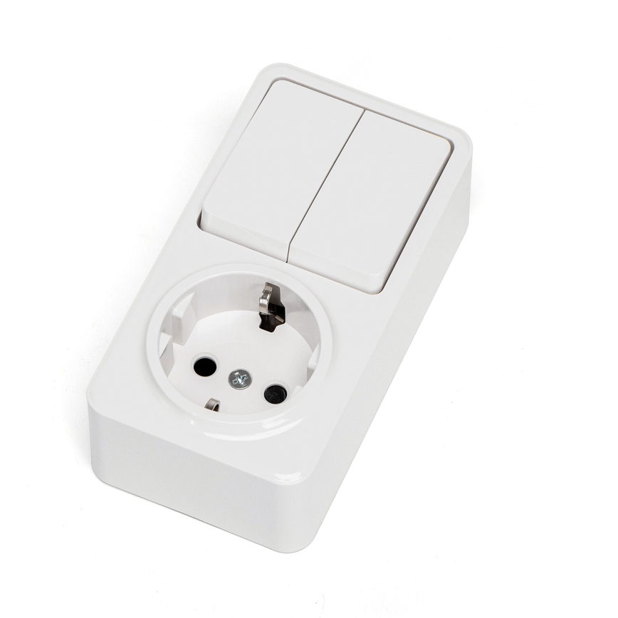 Aigostar - Kućni prekidač 2P sa utičnicom 1x10A/250V