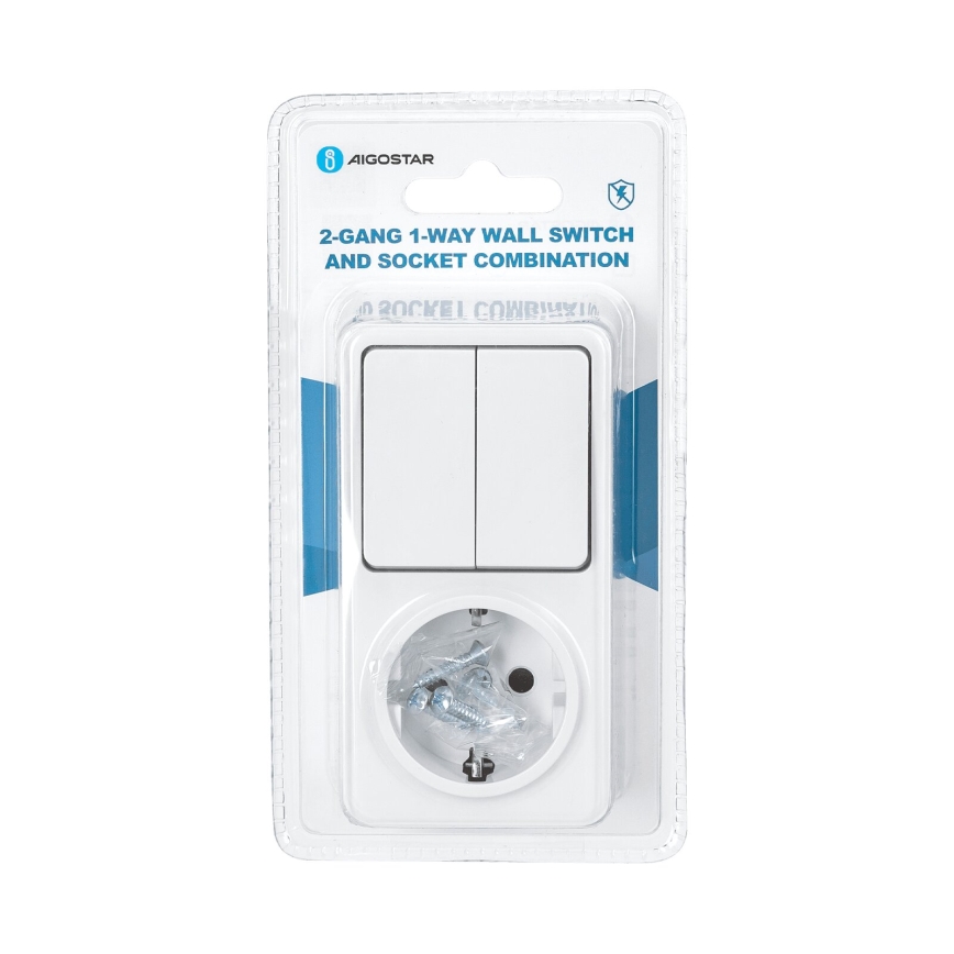 Aigostar - Kućni prekidač 2P sa utičnicom 1x10A/250V