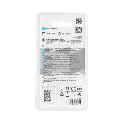 Aigostar - Kućni prekidač 2P sa utičnicom 1x10A/250V