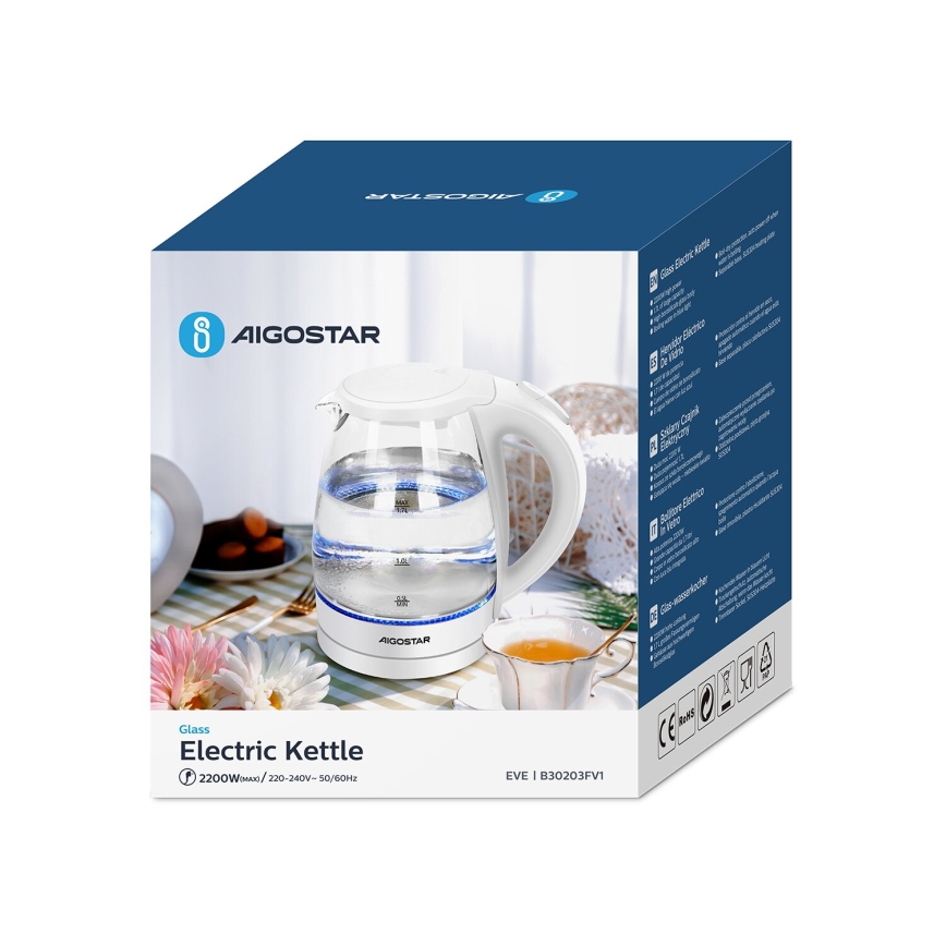 Aigostar - Kuvalo za vodu 1,7l 2200W/230V bela