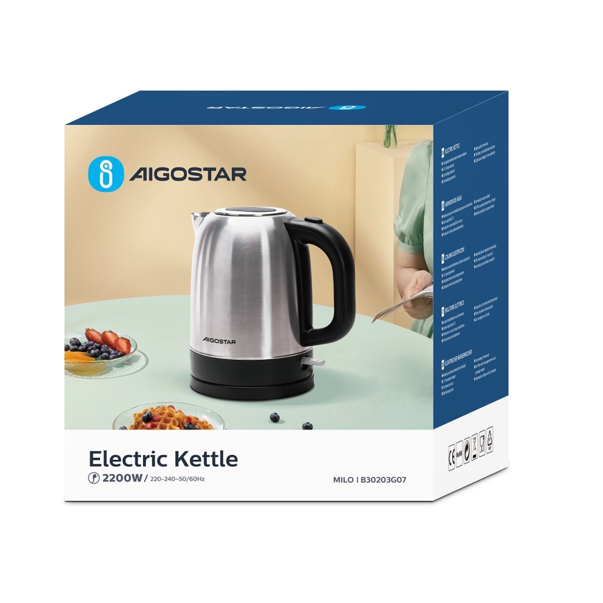 Aigostar - Kuvalo za vodu 1,7l 2200W/230V krom