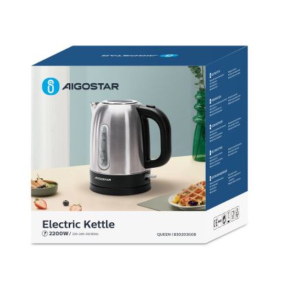 Aigostar - Kuvalo za vodu 1,7l 2200W/230V krom