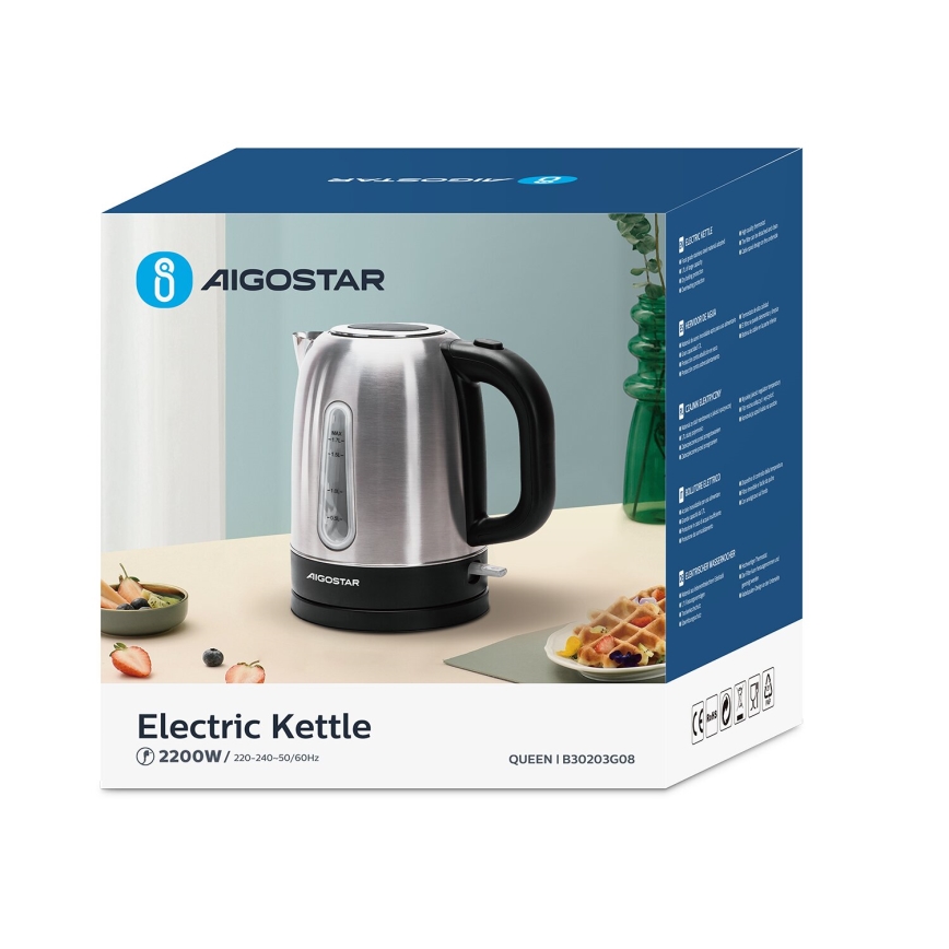 Aigostar - Kuvalo za vodu 1,7l 2200W/230V krom