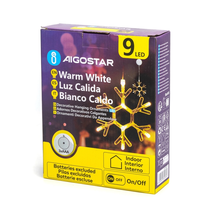 Aigostar - LED Božićna dekoracija LED/3xAAA topla bela pahuljica 19cm