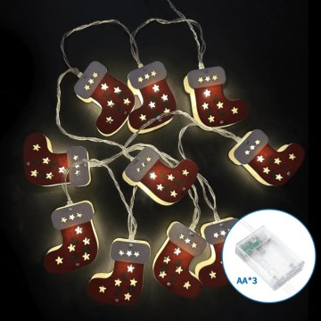 Aigostar - LED božićna girlanda 10xLED/3xAA 1,5m topla bela čarape