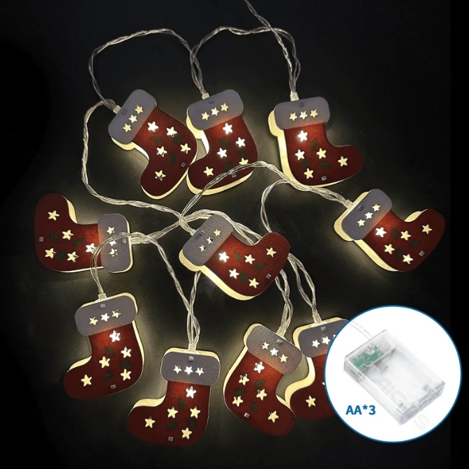 Aigostar - LED božićna girlanda 10xLED/3xAA 1,5m topla bela čarape