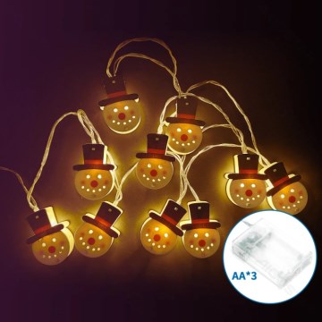 Aigostar - LED božićne lampice 20xLED/3xAA 3m topla bela u obliku snegovića