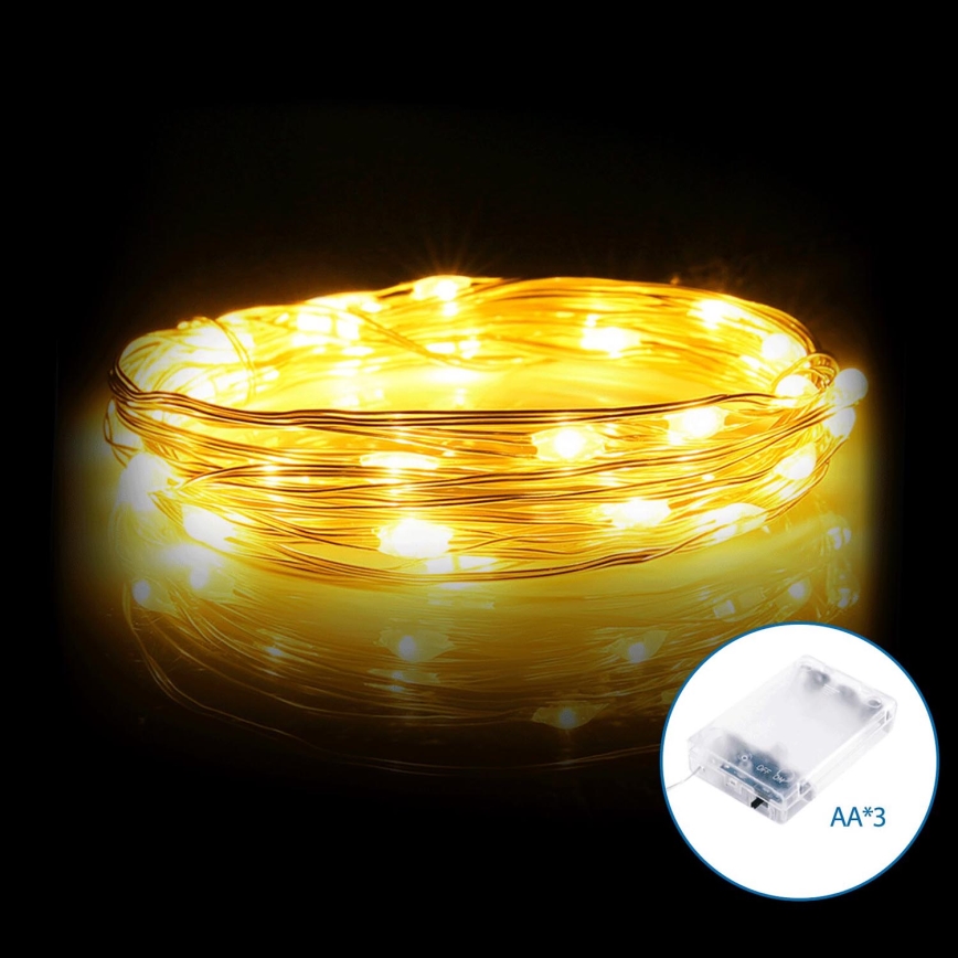 Aigostar - LED božićne lampice 50xLED/3xAA 5,3m toplo bela