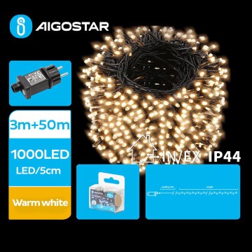 Aigostar - LED Božićne spoljašnje lampice 1000xLED/8 funkcije 53m IP44 topla bela