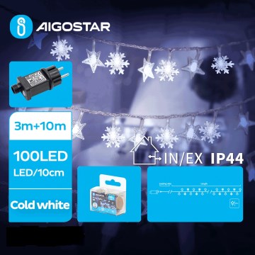 Aigostar - LED Božićne spoljašnje lampice 100xLED/8 funkcije 13m IP44 hladna bela