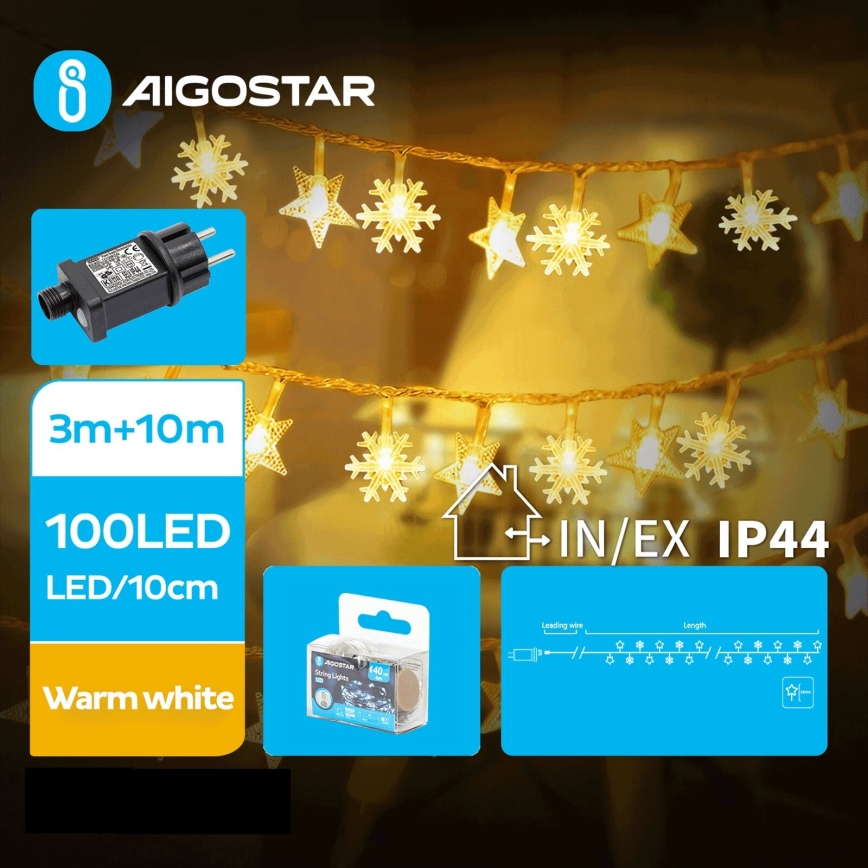 Aigostar - LED Božićne spoljašnje lampice 100xLED/8 funkcije 13m IP44 topla bela