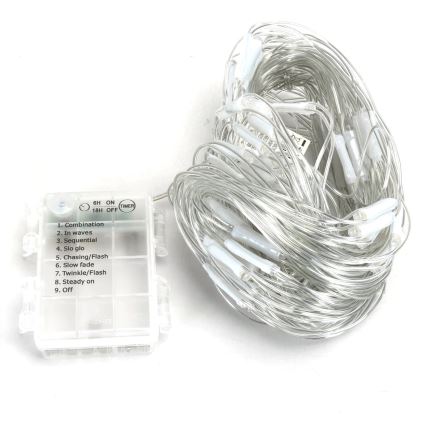 Aigostar -LED Božićne spoljašnje lampice 100xLED/8 funkcije/3xAA 4,5x1,5m IP44 hladna bela