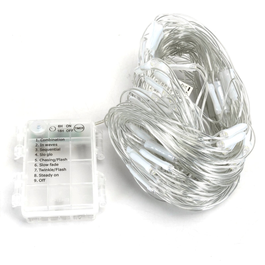 Aigostar -LED Božićne spoljašnje lampice 100xLED/8 funkcije/3xAA 4,5x1,5m IP44 hladna bela