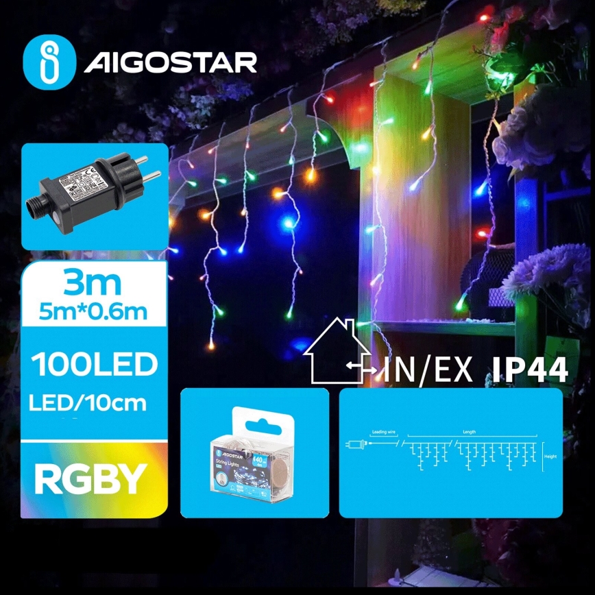 Aigostar - LED Božićne spoljašnje lampice 100xLED/8 funkcije 8x0,6m IP44 šareni