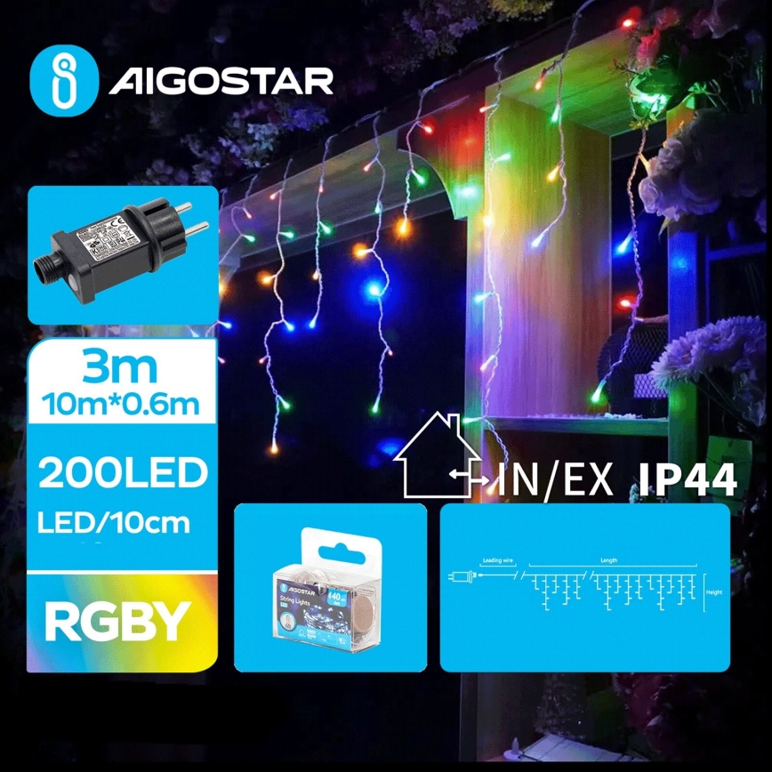 Aigostar - LED Božićne spoljašnje lampice 200xLED/8 funkcije 13x0,6m IP44 šareni