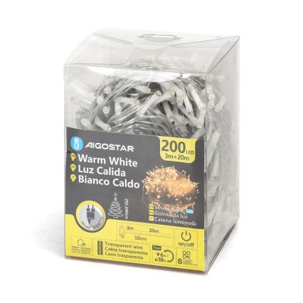 Aigostar - LED Božićne spoljašnje lampice 200xLED/8 funkcije 23m IP44 topla bela