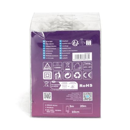 Aigostar - LED Božićne spoljašnje lampice 200xLED/8 funkcije 23m IP44 topla bela