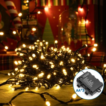 Aigostar - LED Božićne spoljašnje lampice 200xLED/8 funkcije 3xAA 10,3m IP44 topla bela