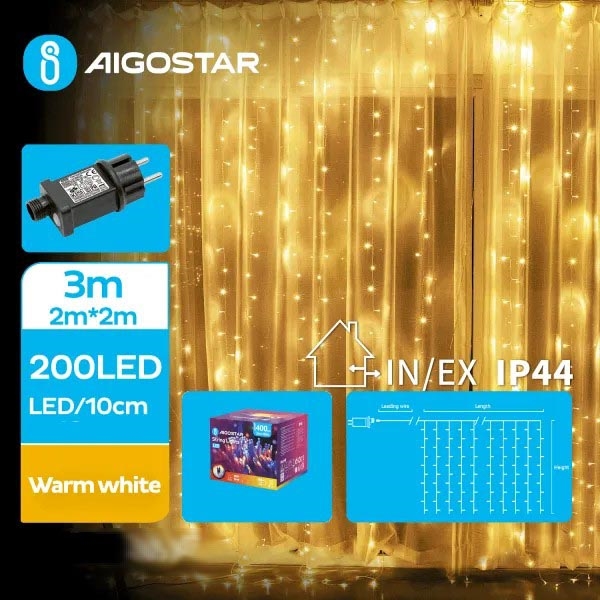 Aigostar - LED Božićne spoljašnje lampice 200xLED/8 funkcije 5x2m IP44 topla bela