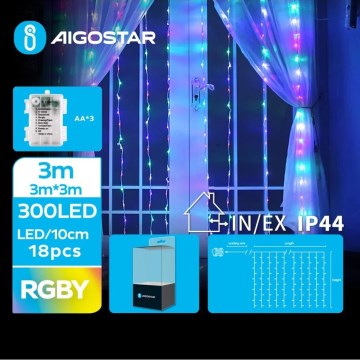 Aigostar - LED Božićne spoljašnje lampice 300xLED/8 funkcije 3xAA 6x3m IP44 šareni