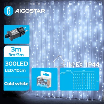Aigostar - LED Božićne spoljašnje lampice 300xLED/8 funkcije 6x3m IP44 hladna bela