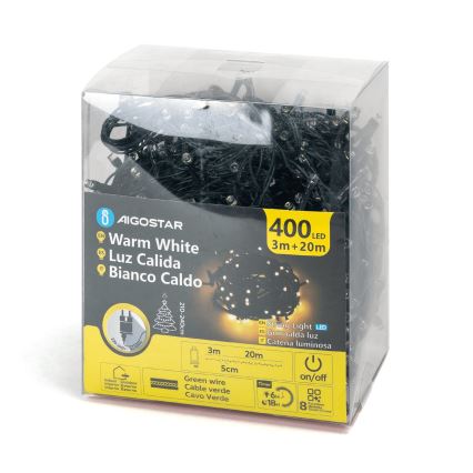 Aigostar - LED Božićne spoljašnje lampice 400xLED/8 funkcije 23m IP44 topla bela