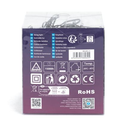 Aigostar - LED Božićne spoljašnje lampice 400xLED/8 funkcije 23m IP44 topla bela