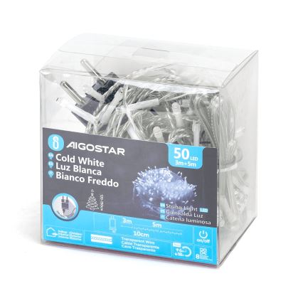 Aigostar - LED Božićne spoljašnje lampice 50xLED/8 funkcije 8m IP44 hladna bela