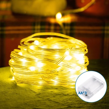 Aigostar - LED božićni lanac 100xLED/3xAA 10,3m topla bela