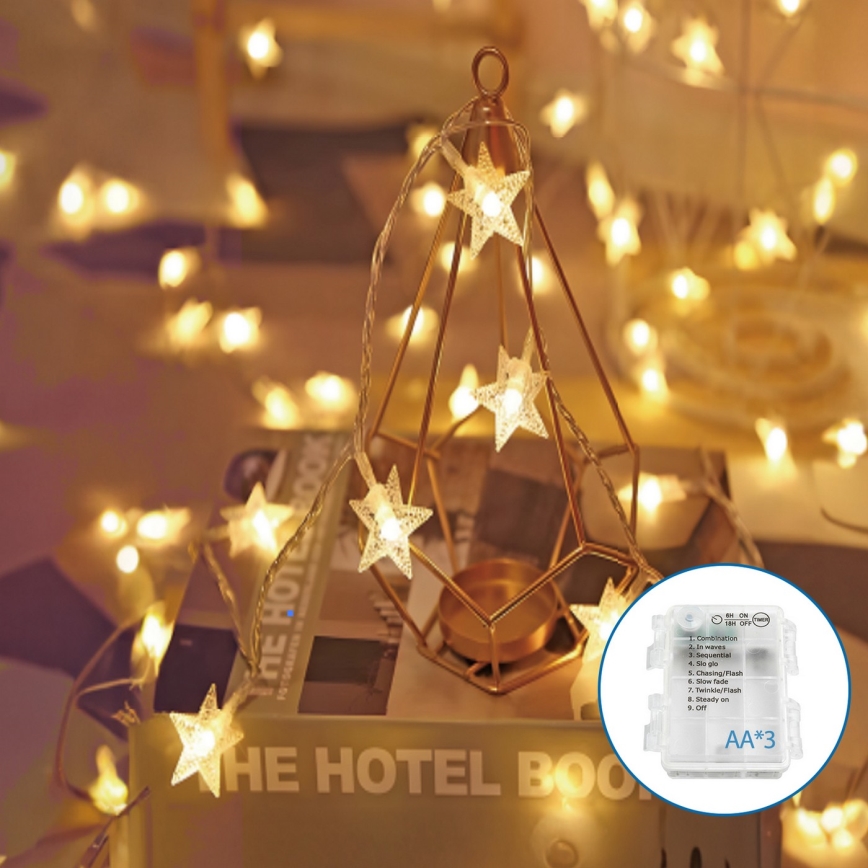 Aigostar - LED božićni lanac 20xLED/3xAA 3,3 m, zvezde