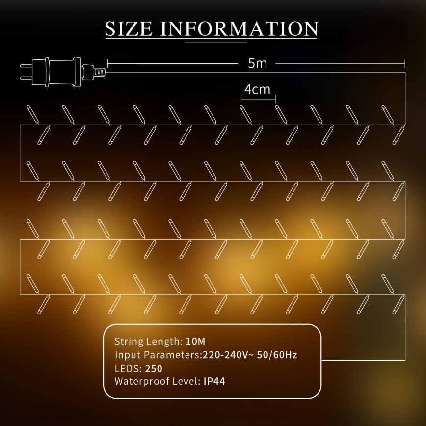 Aigostar - LED dekorativna girlanda za spoljnu upotrebu 250xLED/10m IP44 topla bela
