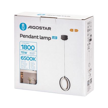 Aigostar - LED luster na sajli LED/15W/230V 6500K crno