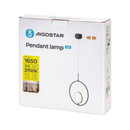 Aigostar - LED luster na sajli LED/15W/230V 6500K crno/zlatna